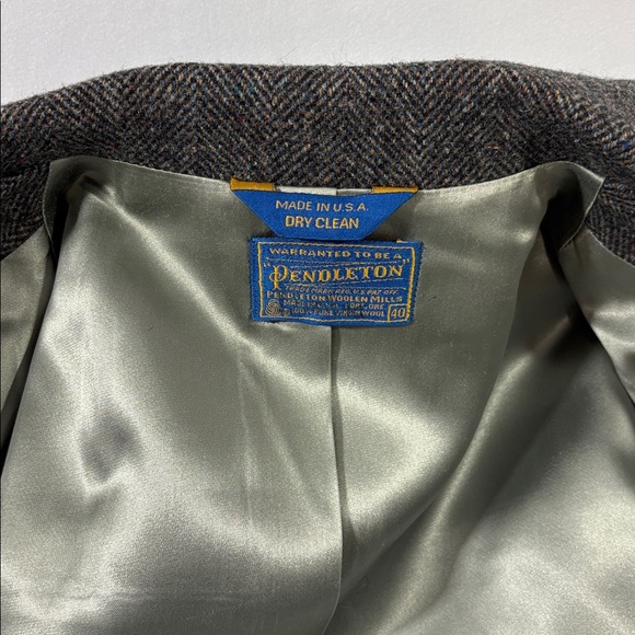 Vintage Pendleton Herringbone Tweed 100% Pure Virgin Wool Luxury Overcoat 40 - Picture 7 of 7